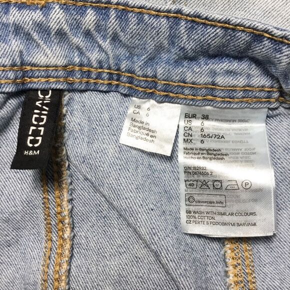 Bleach wash 100% cotton mini skirt button down size 6 Waist 28” Length 16 1/2” - Picture 3 of 3